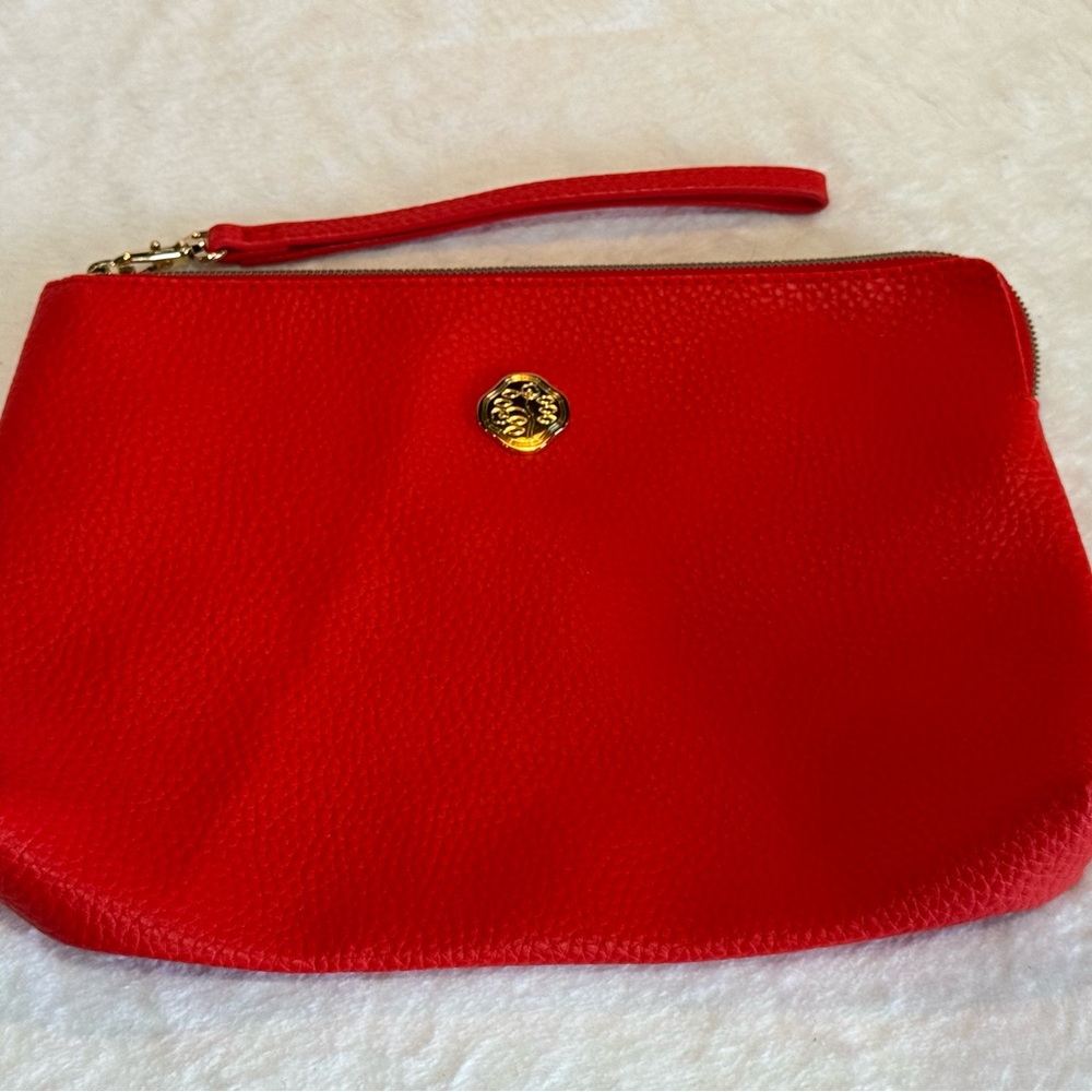 Shiseido Vibrant Red Wristlet with Gold Accent